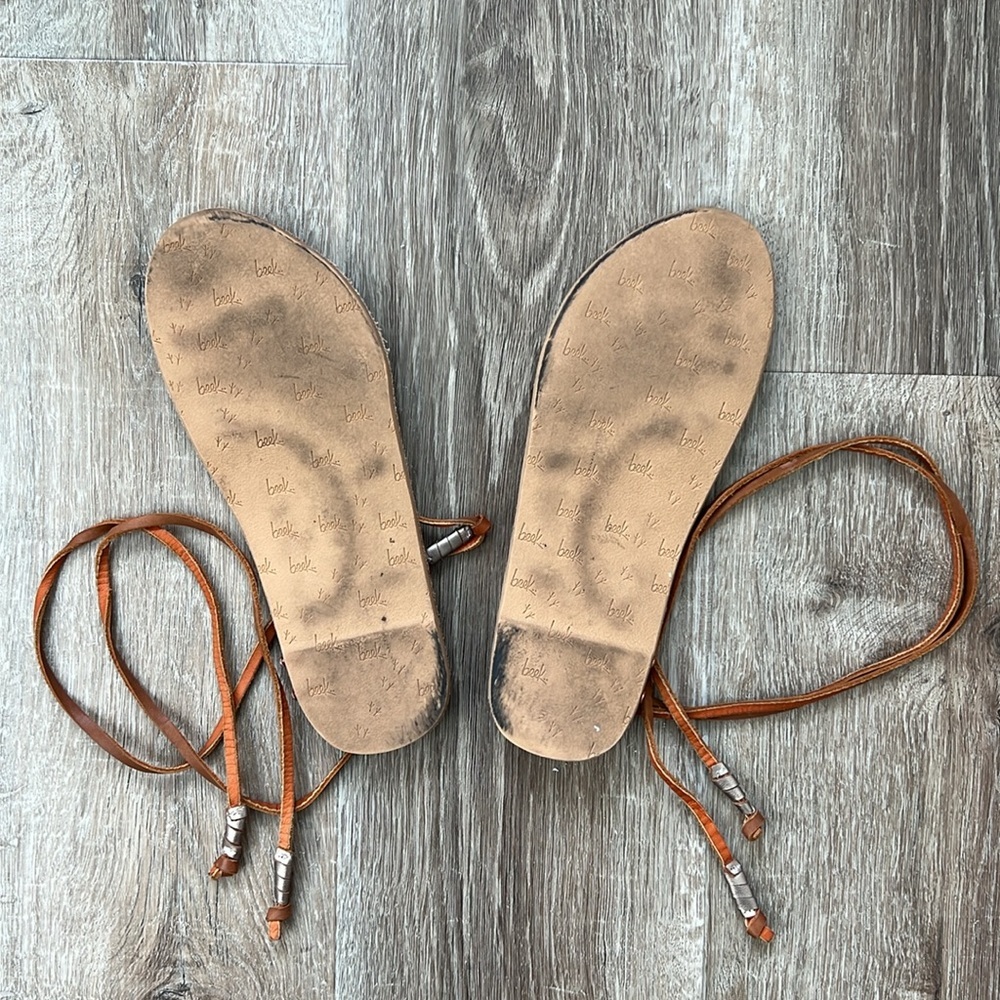 beek Tan Leather Lace-Up Sandals - Picture 6 of 7